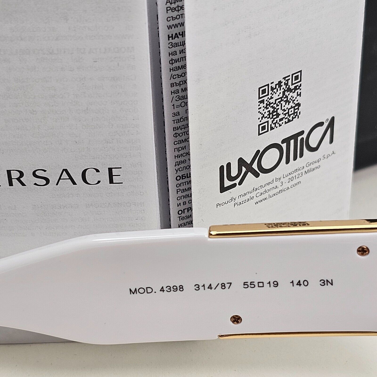 Versace Sunglasses White Gold Medusa Cat Eye Black Dark Grey MOD VE 4398 314/87