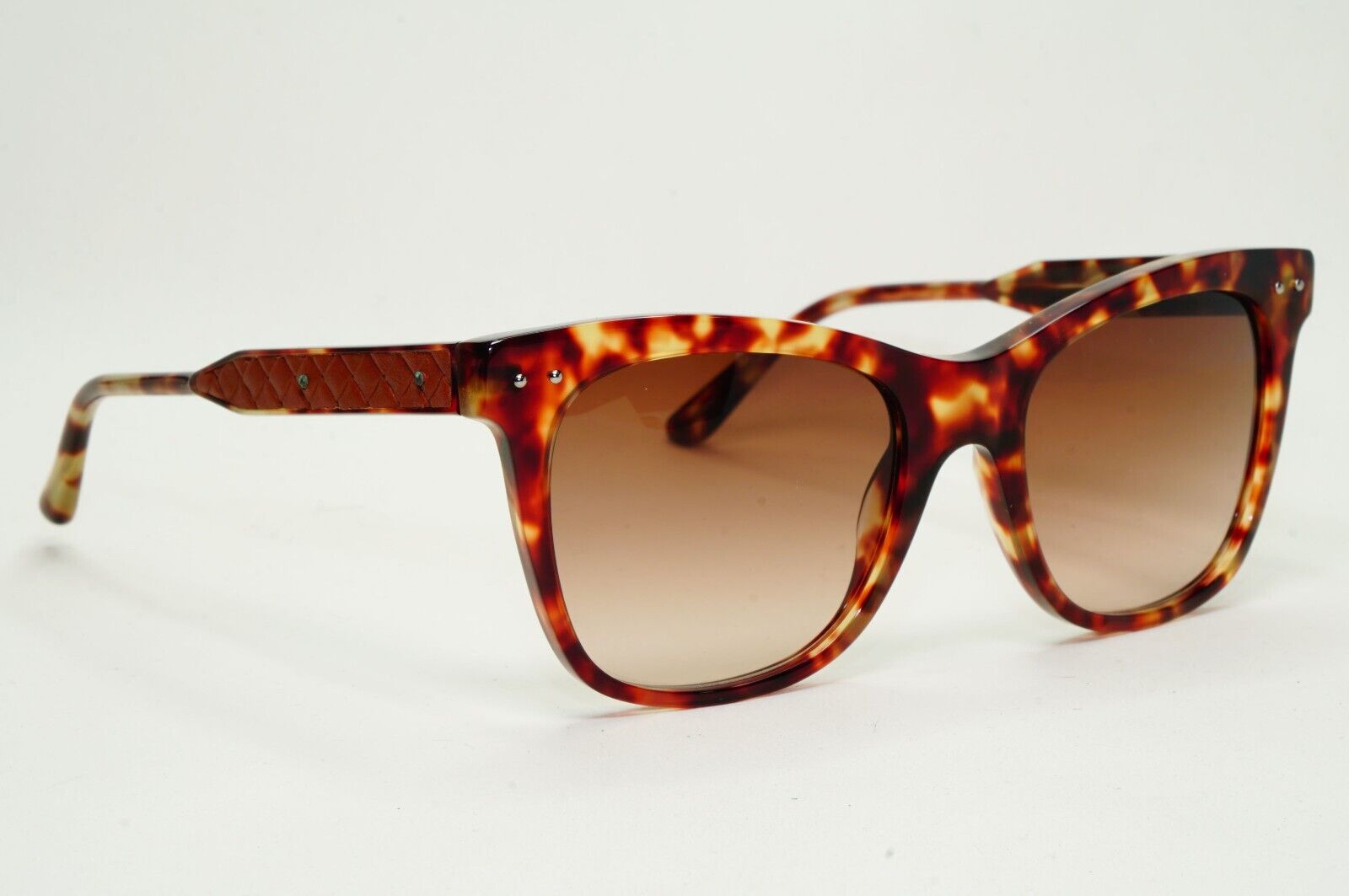 Bottega Veneta Sunglasses Brown Tortoiseshell Leather Square BV 0034S 003 081024