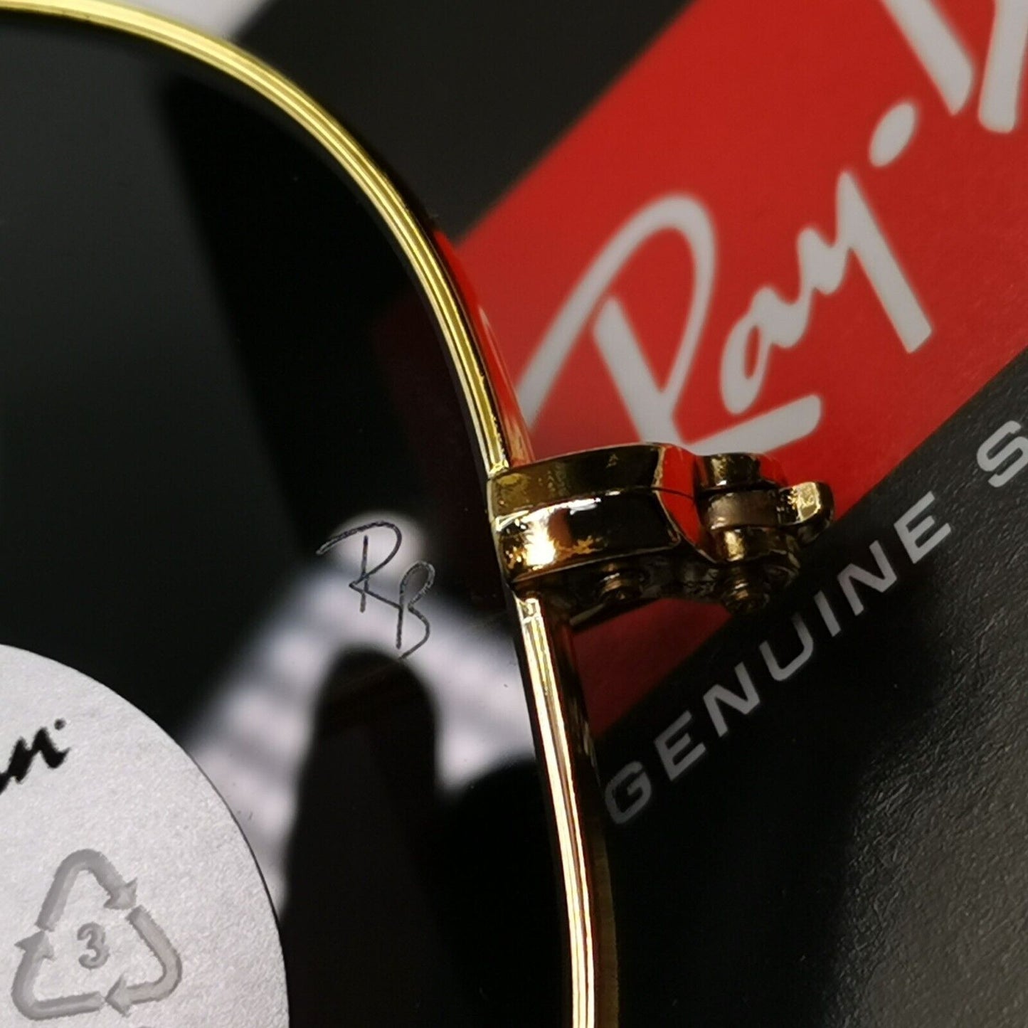 Ray-Ban Sunglasses Aviator Polarised Gold Black Metal Pilot RB 3025 9196/48 50mm