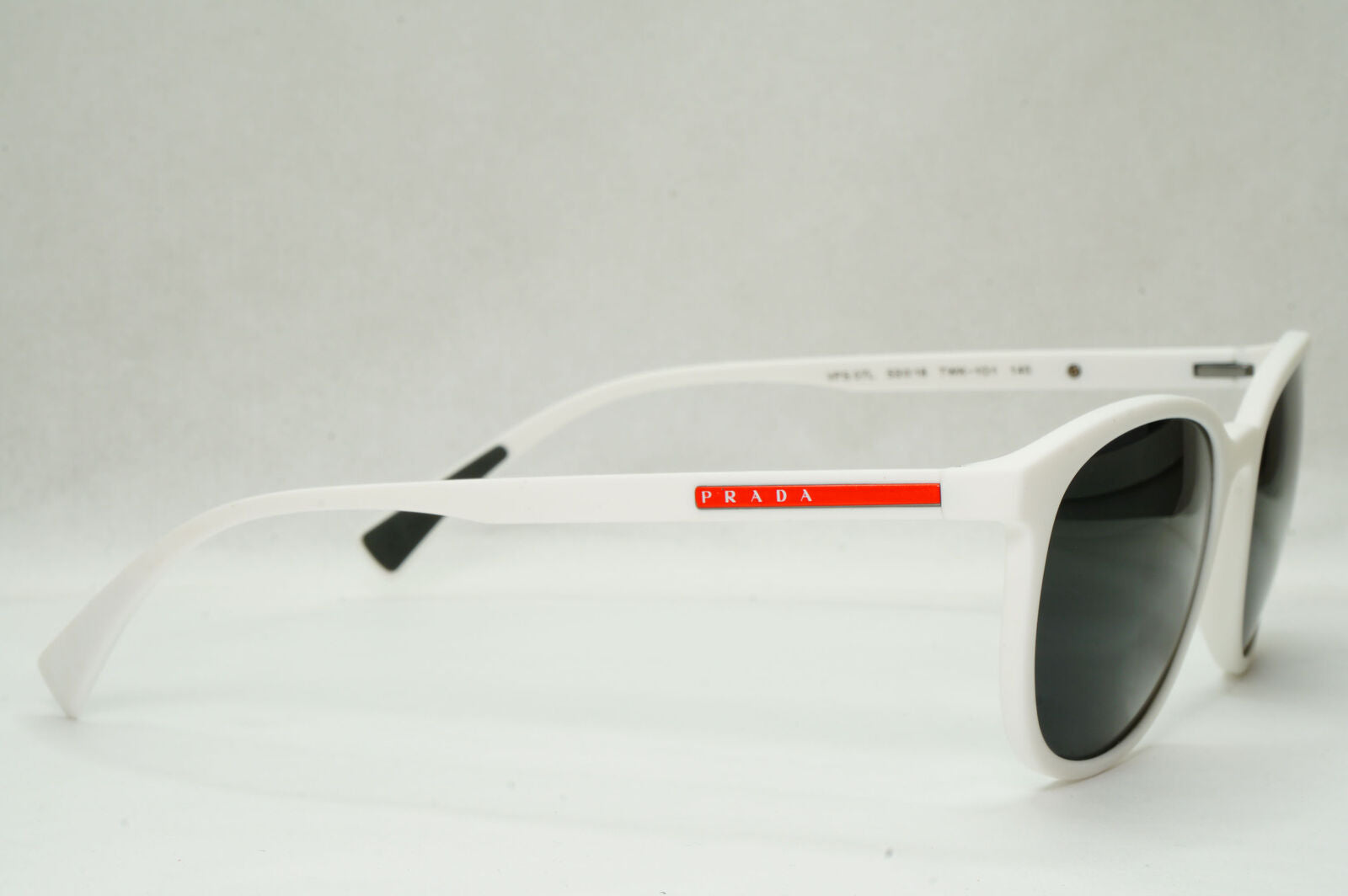Prada Sunglasses White Black Square Red Stripe PS07LV VPS 07L TWK-1O1 53mm