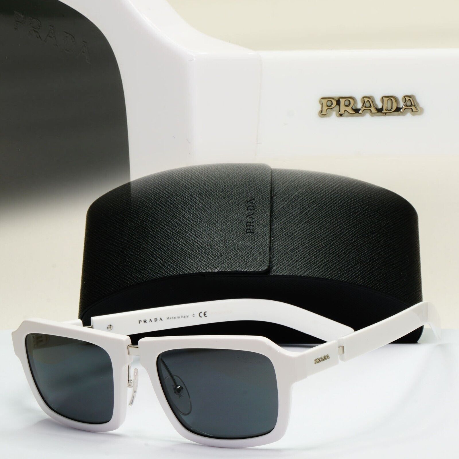 Prada Sunglasses 2019 White Square Black PR09XS SPR 09X 4AO-5S0 120824