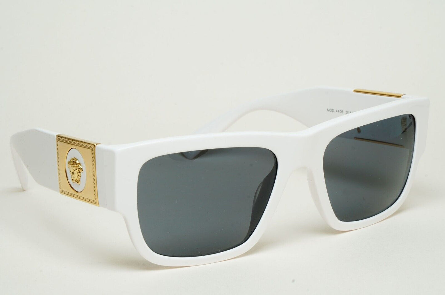 Versace Sunglasses White Gold Medusa Grey Square MOD VE 4406 314/87 56mm
