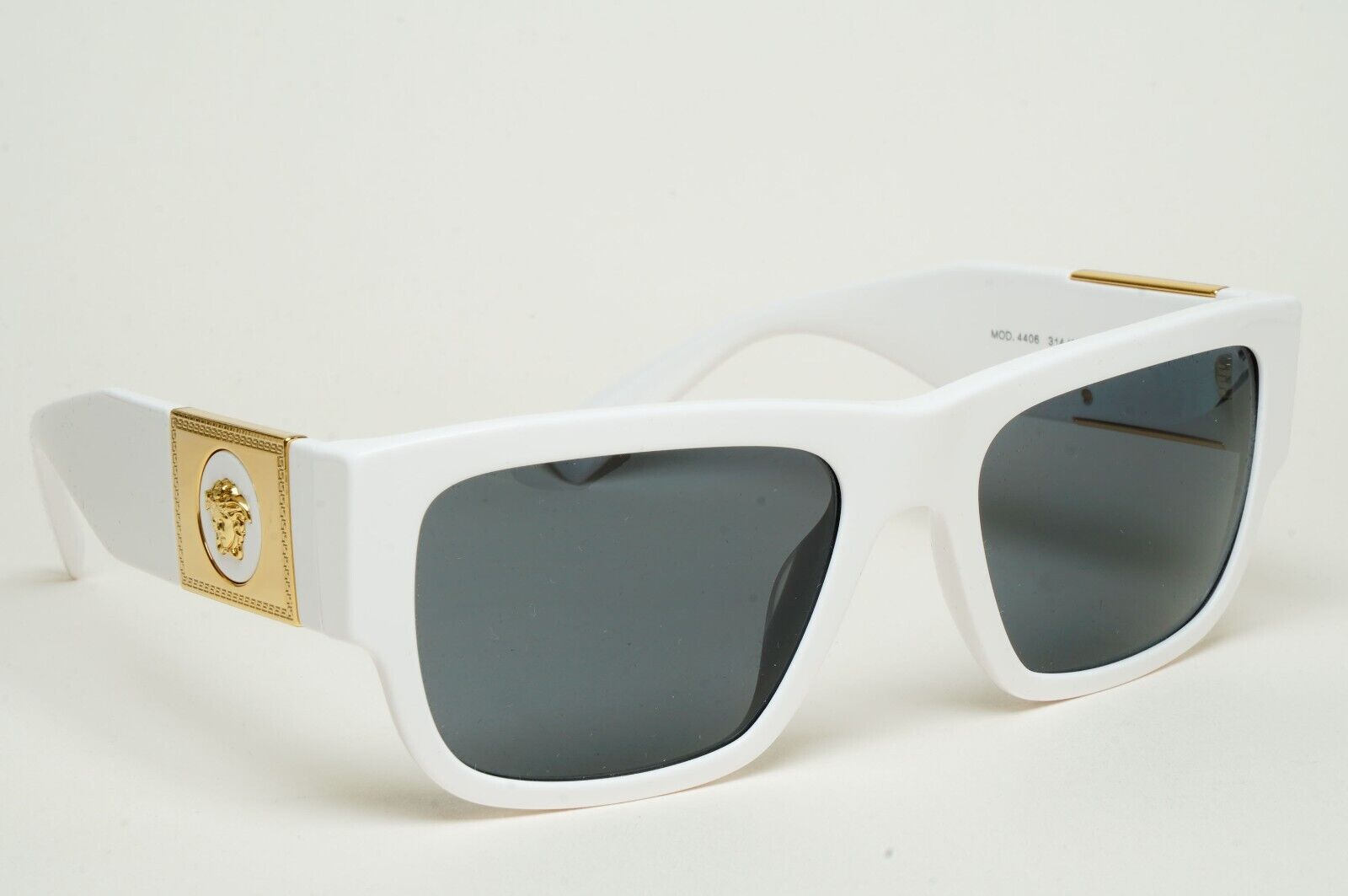 Versace Sunglasses White Gold Medusa Grey Square MOD VE 4406 314/87 56mm