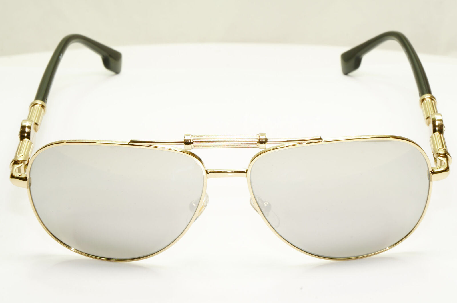 Versace Silver Gold Medusa Sunglasses Mirror Pilot Mens MOD VE 2236 1252/6G