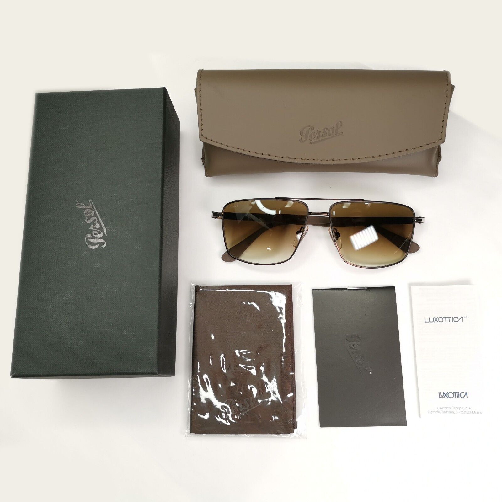 Persol Sunglasses 2013 Navigator Brown Gradient Metal Pilot 2430-S 1020/51 58mm