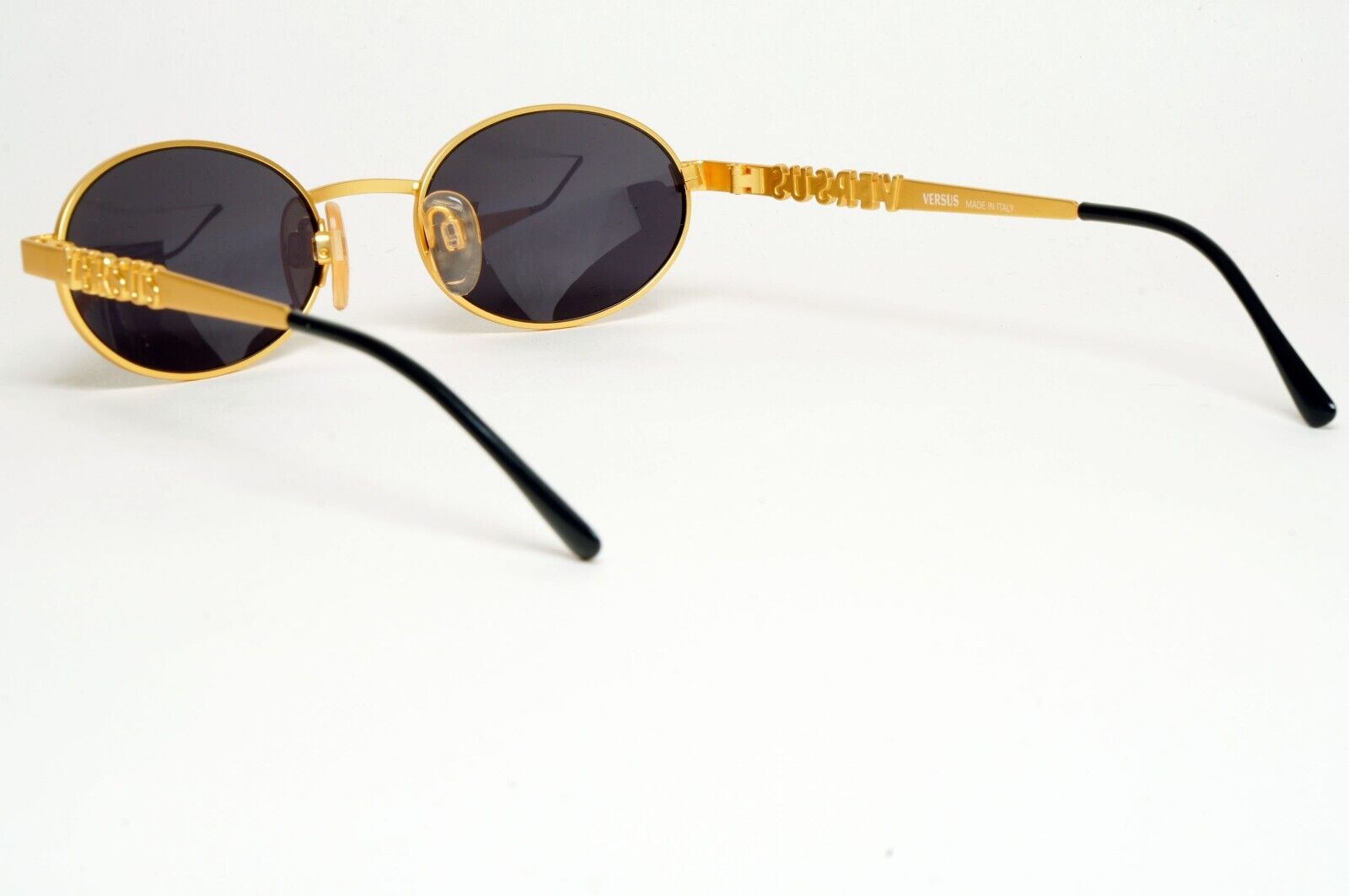 Versus Sunglasses 1996 by Gianni Versace Vintage Gold Black Oval MOD R26 COL 13M