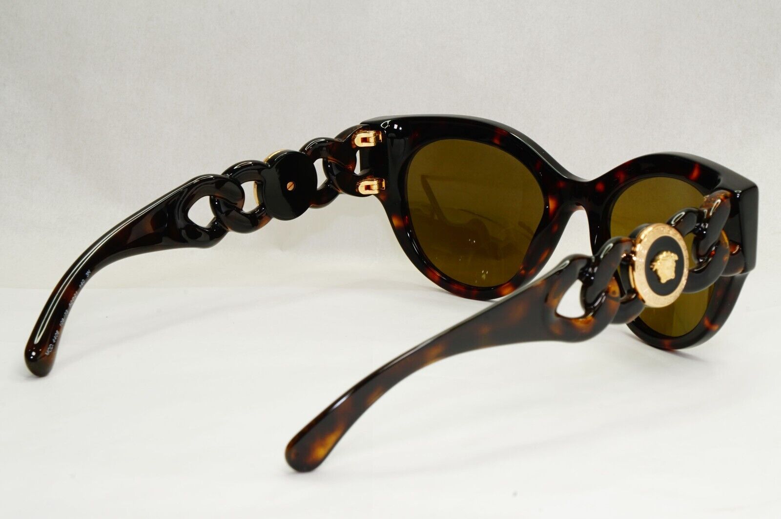 Versace Sunglasses Chain Dark Brown Tortoise Medusa Gold MOD VE 4408 108/73 52mm