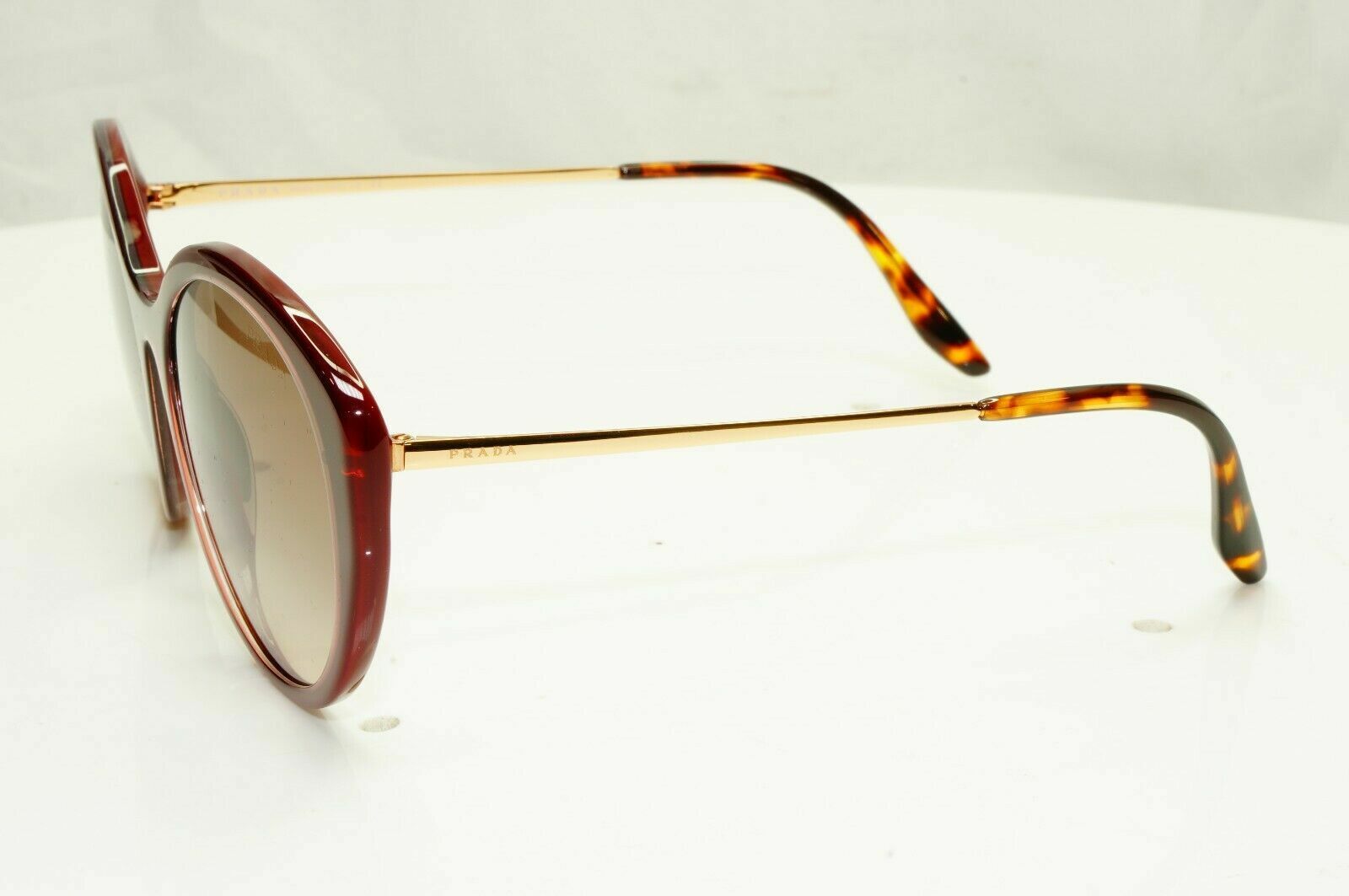 Prada Red Gold Sunglasses Burgundy Bordo Maroon Large Oversized SPR 18X UAN-3D0