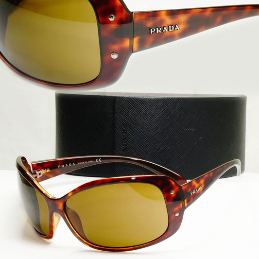 Prada 2005 Vintage Sunglasses Tortoise Brown Wrap PR04FS SPR 04F 2AU-3N1 020822