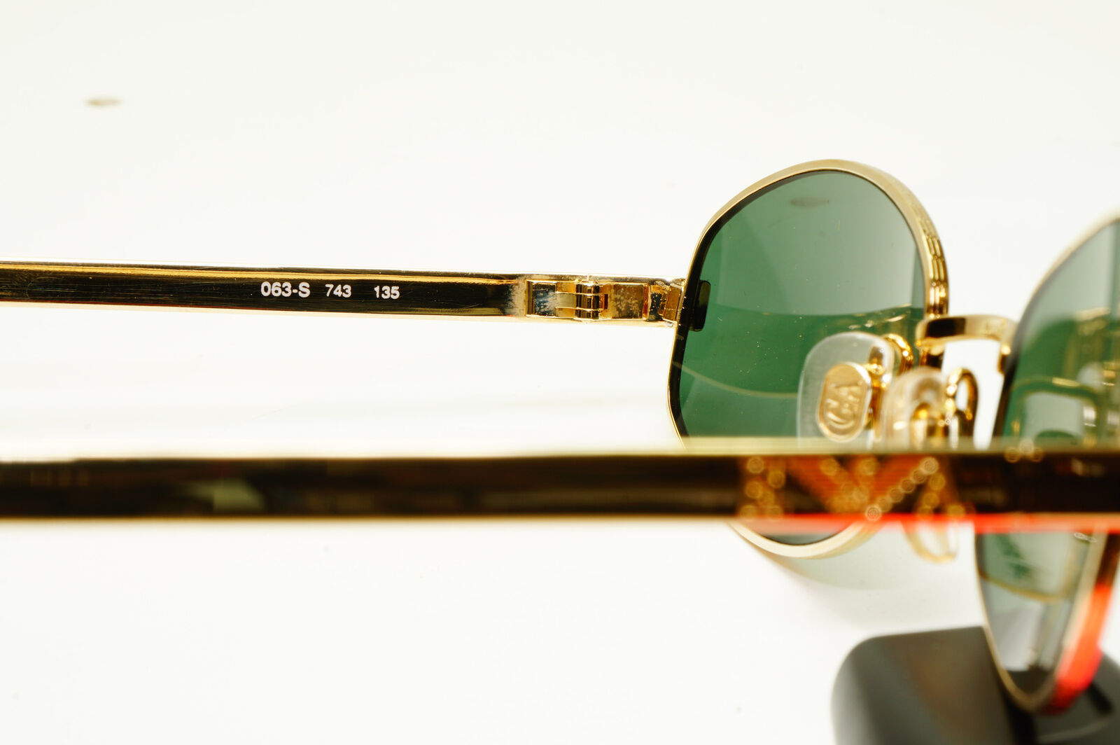 Emporio Armani 1997 Vintage Sunglasses Gold Green Retro Rectangle Eagle 063 743