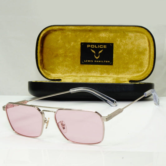Police Lewis Hamilton F1 Sunglasses Pink Rose Tint Silver Metal SPL A23 COL 0579