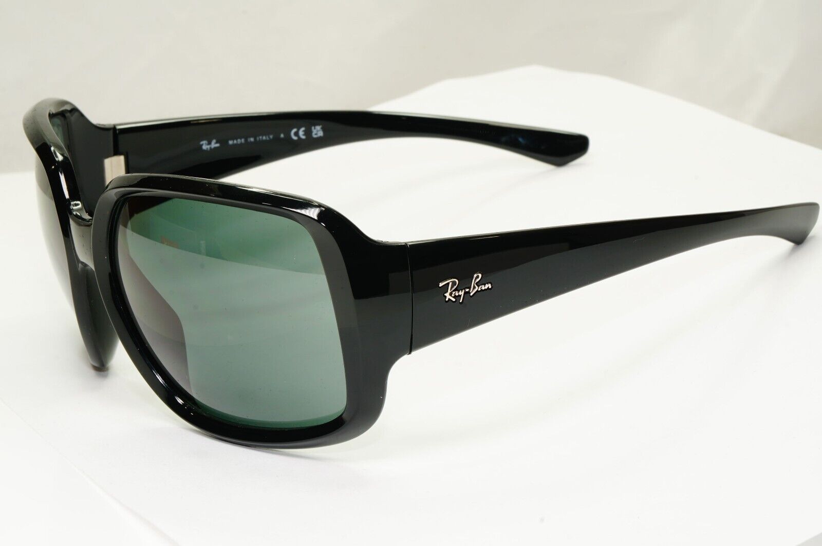 Ray-Ban Sunglasses Square Oversized Black Dark Green Powderhorn RB 4347 601/71