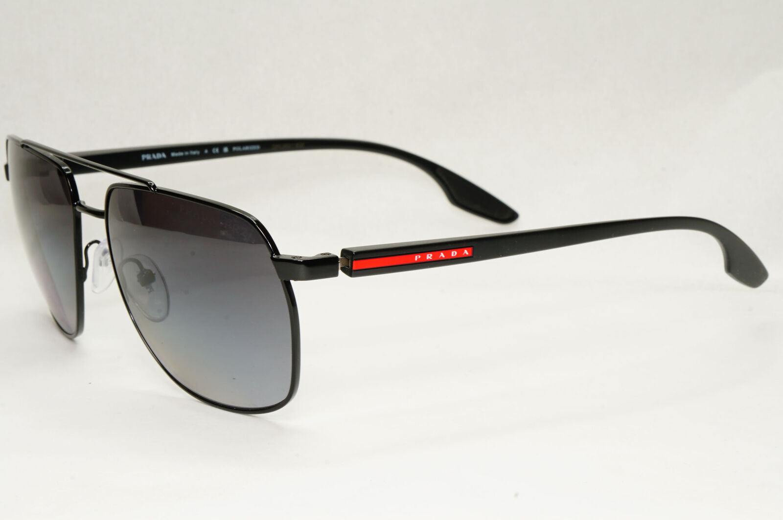 Prada Sunglasses Polarized Black Pilot Square Grey Smoke PS55VS SPS 55V 1BO-5W1