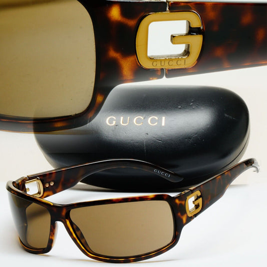 Gucci Sunglasses 2004 Vintage Brown Tortoise Wrap Retro GG 1583/S V086J 050225