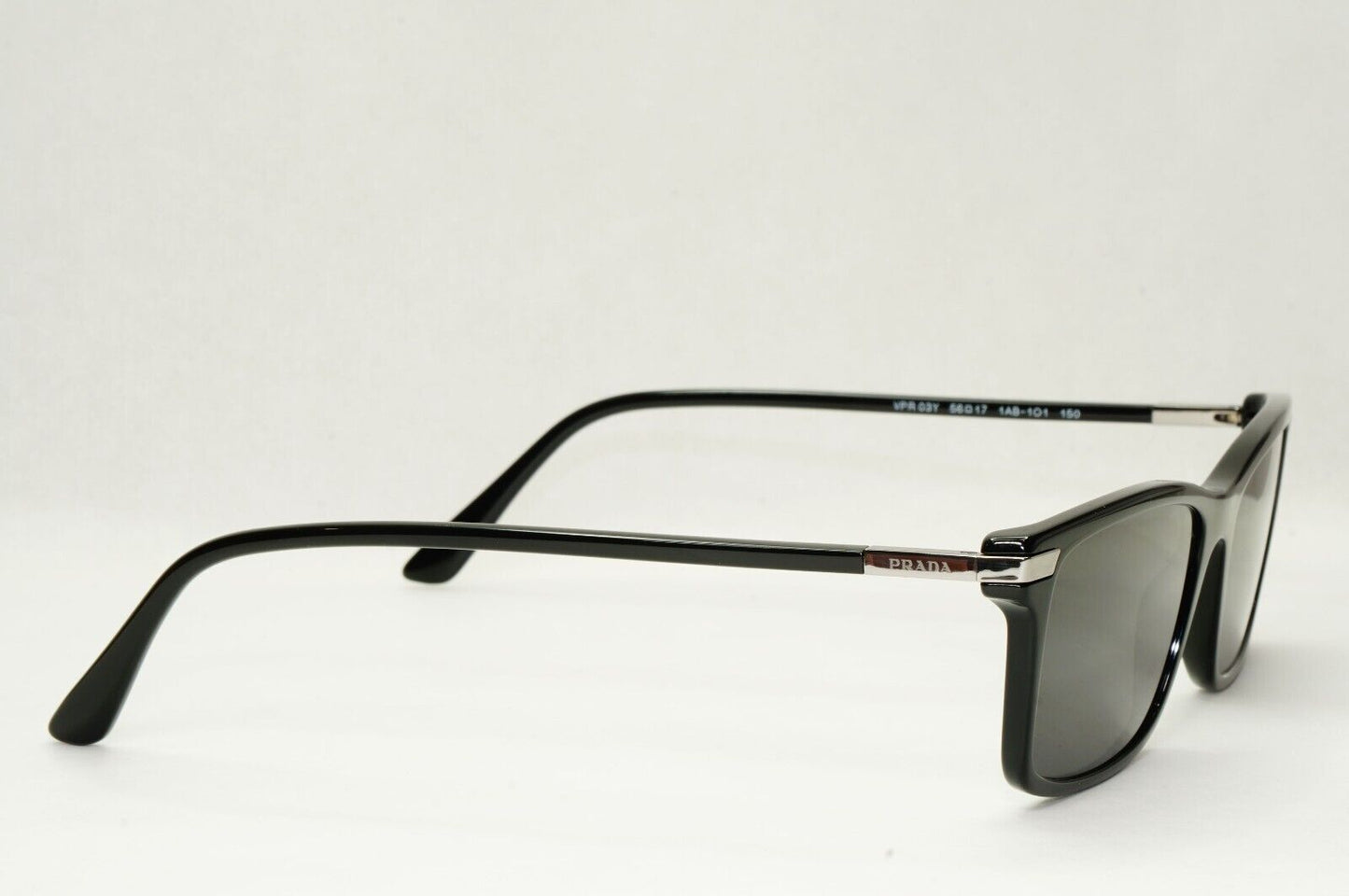 Prada Sunglasses Black Square Glossy Fashion PR03YV VPR 03Y 1AB-1O1 56mm