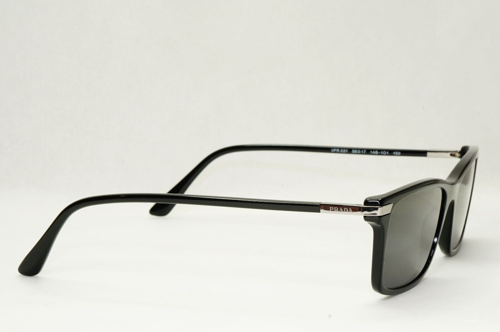 Prada Sunglasses Black Square Glossy Fashion PR03YV VPR 03Y 1AB-1O1 56mm