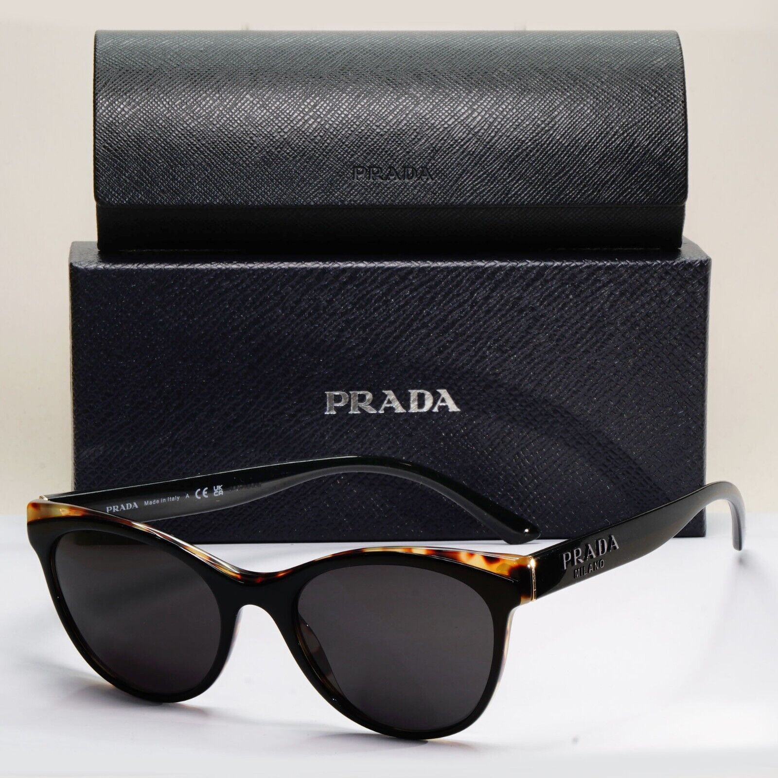 Prada Sunglasses Black Brown Tortoise Womens PR05WV VPR 05W 389-1O1 53mm