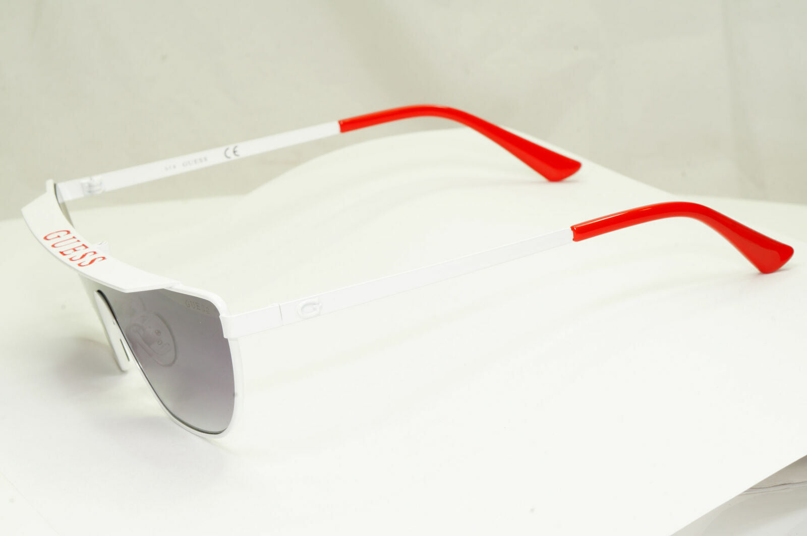 Guess Sunglasses Punk Visor Mens Womens Shield White Grey Smoke GU 7677 21C