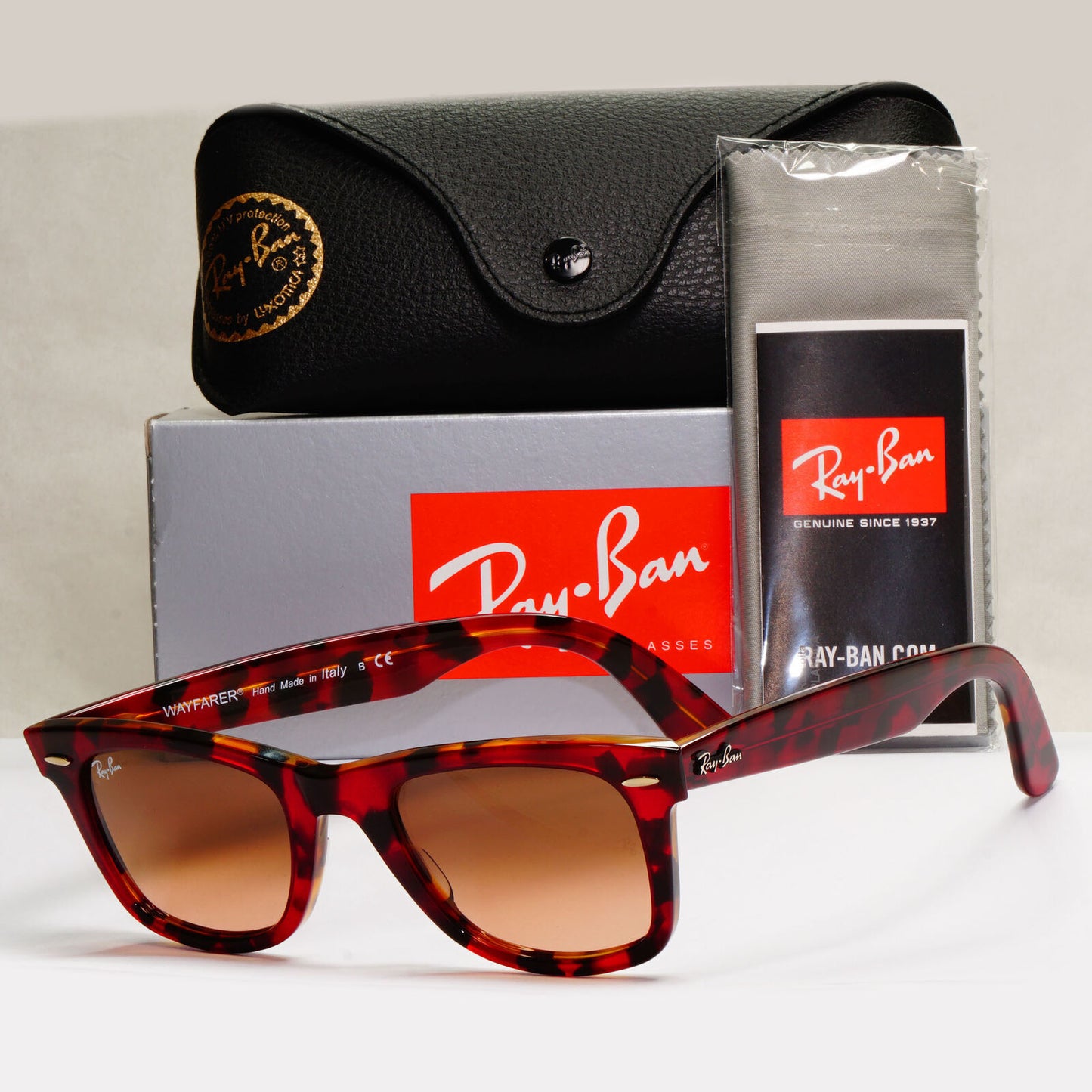 Ray-Ban Sunglasses Wayfarer Dark Red Havana Transparent Brown RB 2140 1275/A5