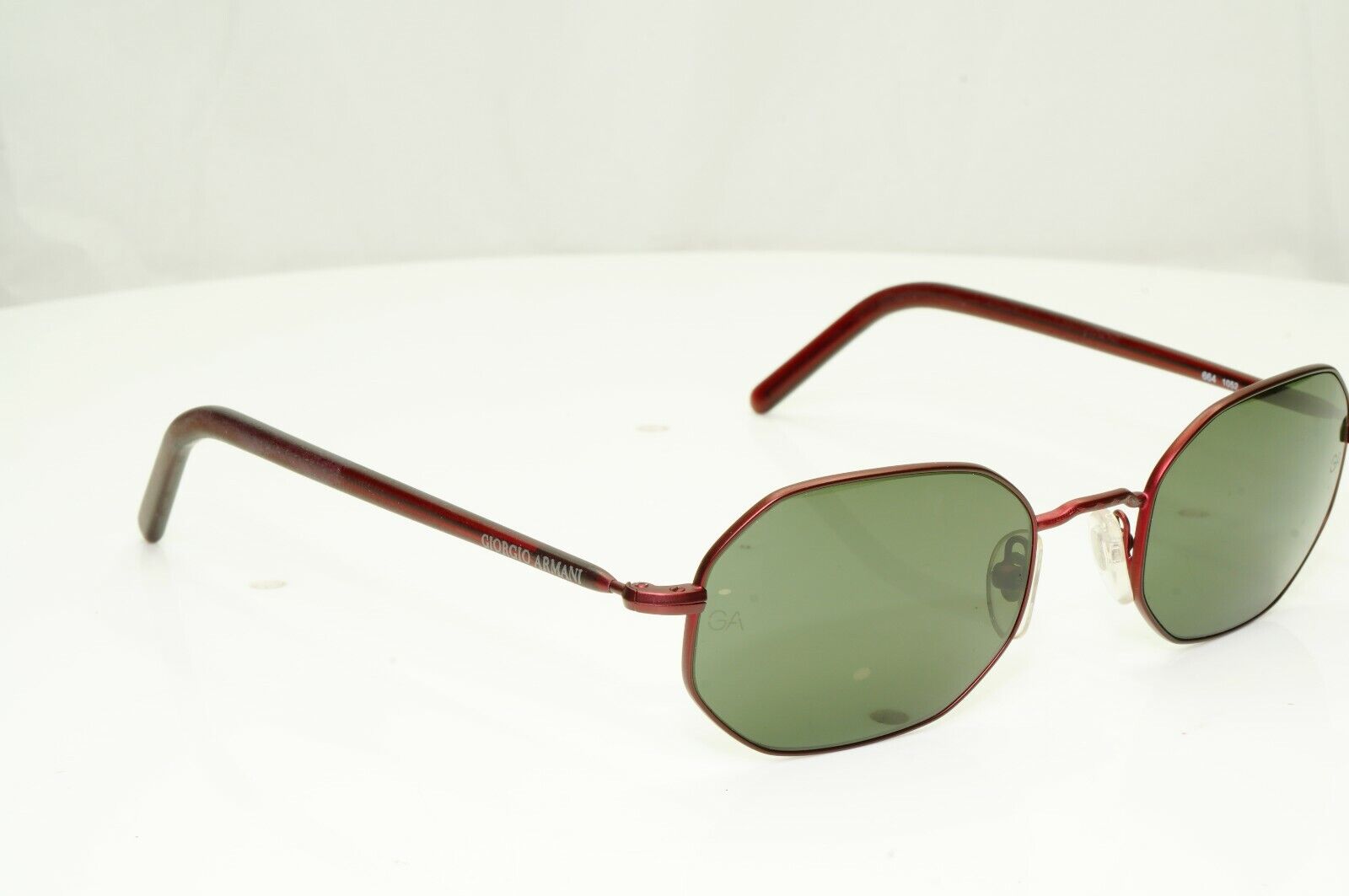 Giorgio Armani 1997 Vintage Sunglasses Burgundy Octagon Glass Lens 664 1052