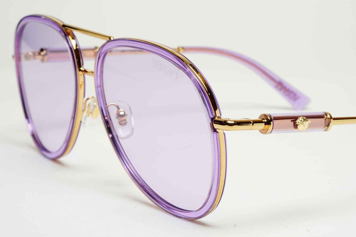 Versace Sunglasses Oversized Pilot Gold Violet Medusa MOD VE 2260 1002/1A 60mm