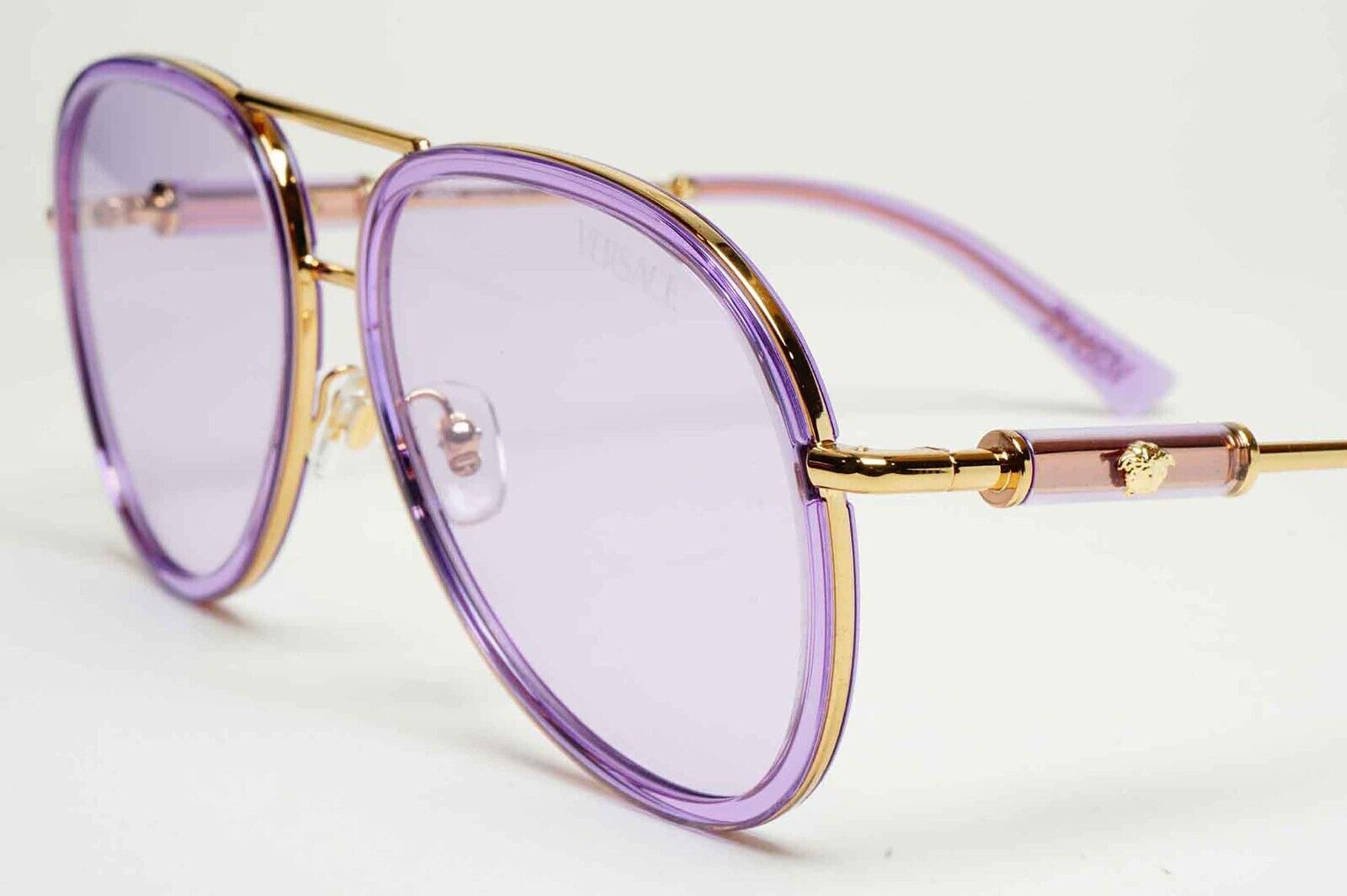 Versace Sunglasses Oversized Pilot Gold Violet Medusa MOD VE 2260 1002/1A 60mm