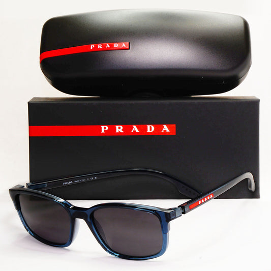 Prada Sunglasses Blue Transparent Black Square PS01PV VPS 01P CZH-1O1 54mm