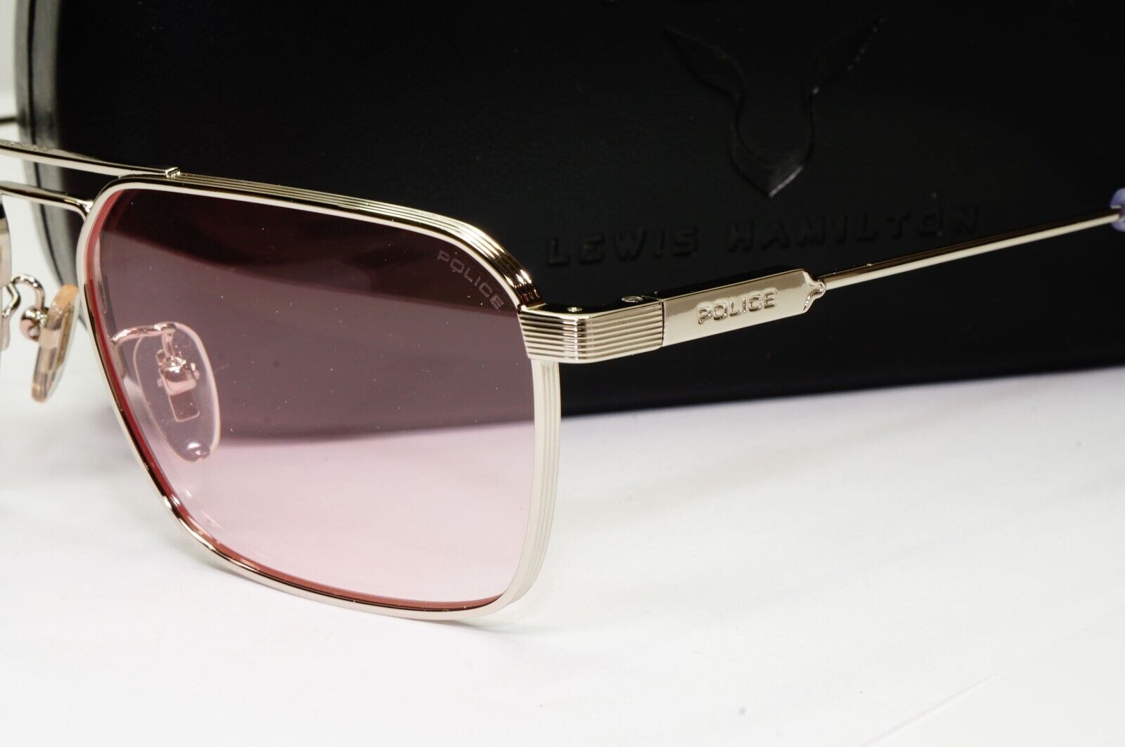 Police Lewis Hamilton F1 Sunglasses Pink Rose Tint Silver Metal SPL A23 COL 0579