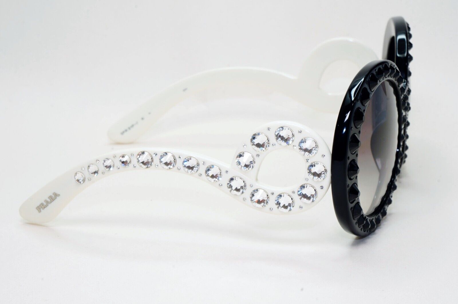 Prada Sunglasses Baroque Ornate Swirl White Black PR31PS SPR 31P 7S3-0A7  311024