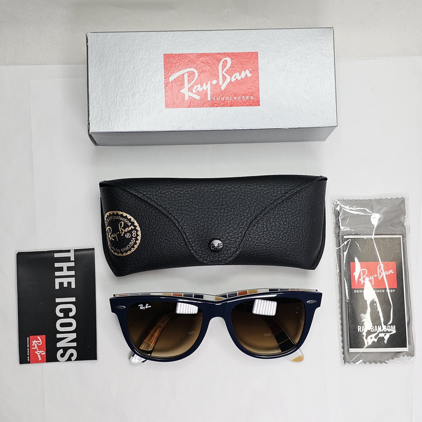 Ray-Ban Sunglasses Wayfarer Large Dark Blue Gradient Brown RB 2140 1320/85 54mm