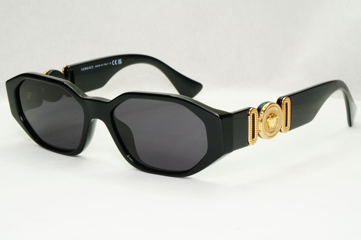 Versace Sunglasses Black Gold Medusa Octagon Angular Biggie MOD VE 3320-U GB1
