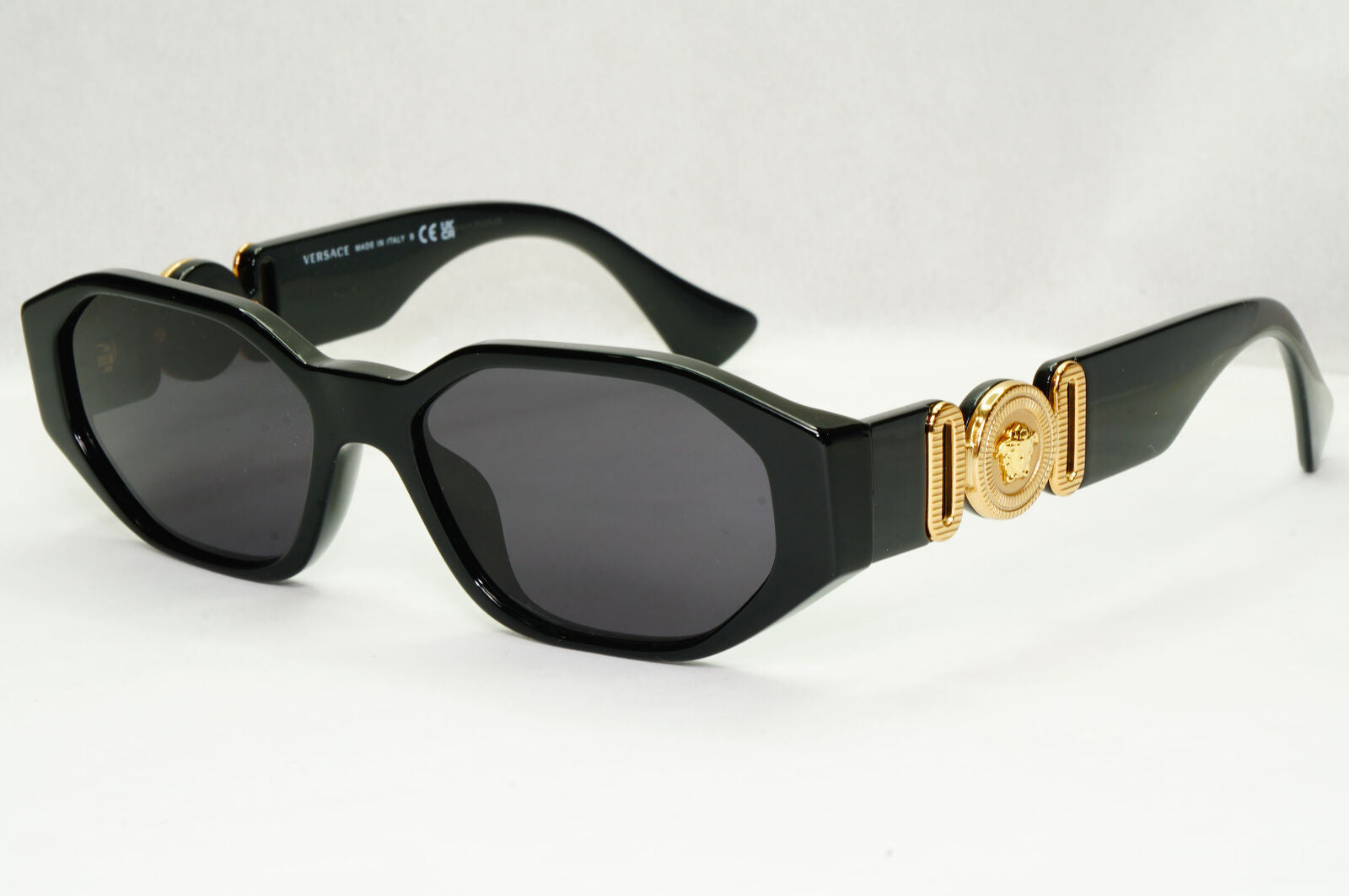 Versace Sunglasses Black Gold Medusa Octagon Angular Biggie MOD VE 3320-U GB1