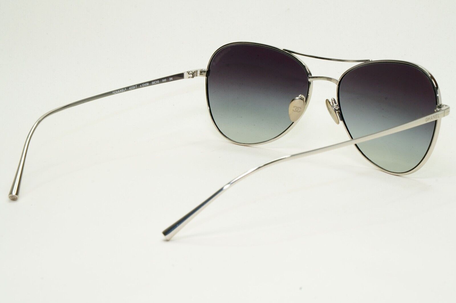 Chanel Sunglasses Titanium Silver Pilot Grey Gradient Metal 4259-T c.124/S6 56mm