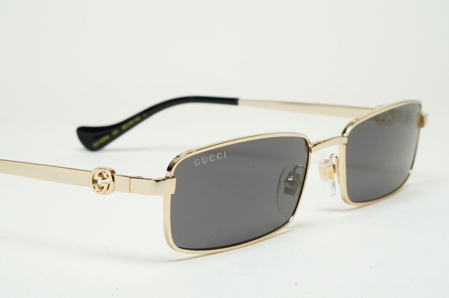 Gucci Sunglasses 2024 Gold Black Rectangle Slim Metal GG1600S 001 56mm 170125