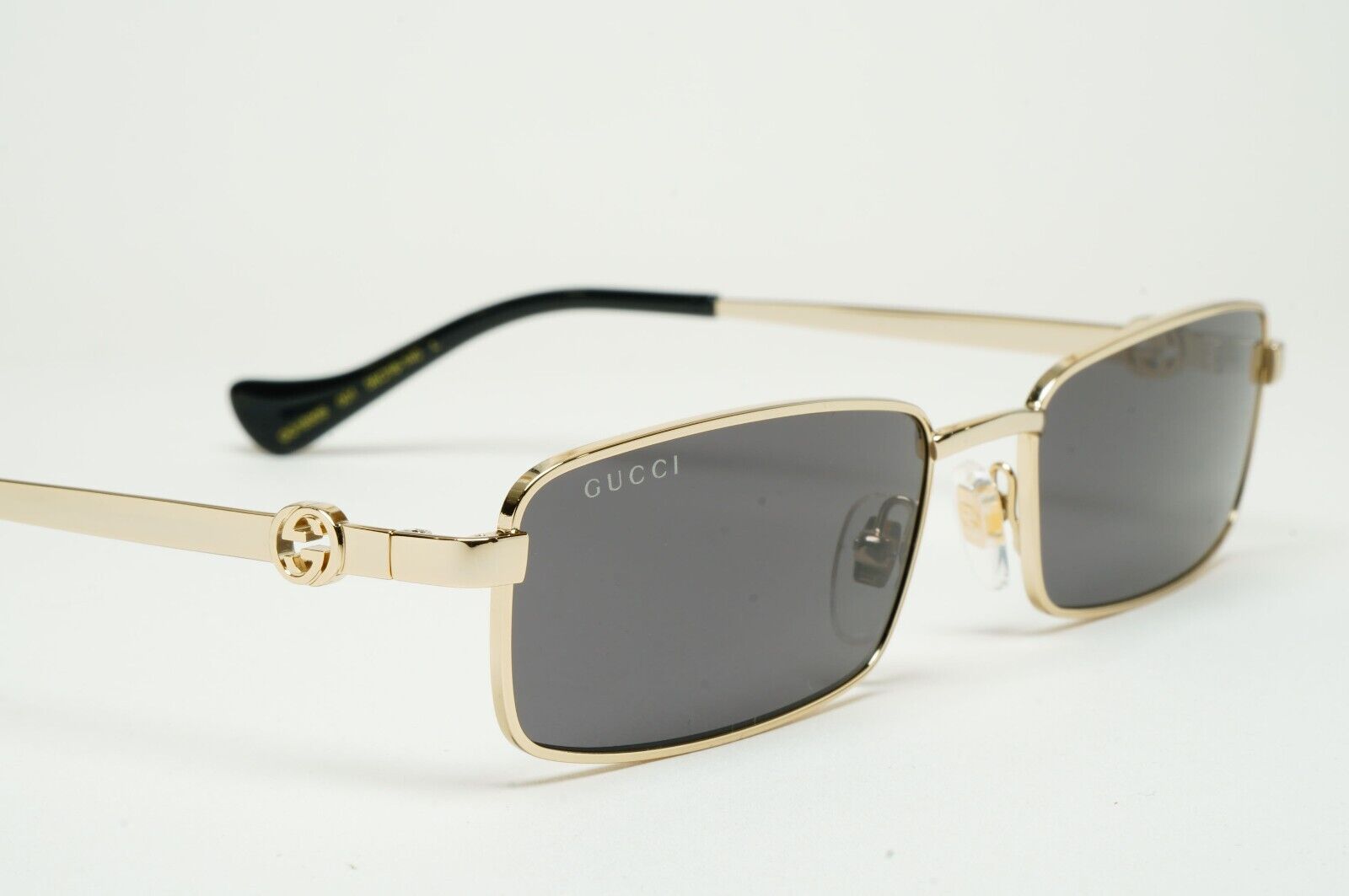 Gucci Sunglasses 2024 Gold Black Rectangle Slim Metal GG1600S 001 56mm 170125