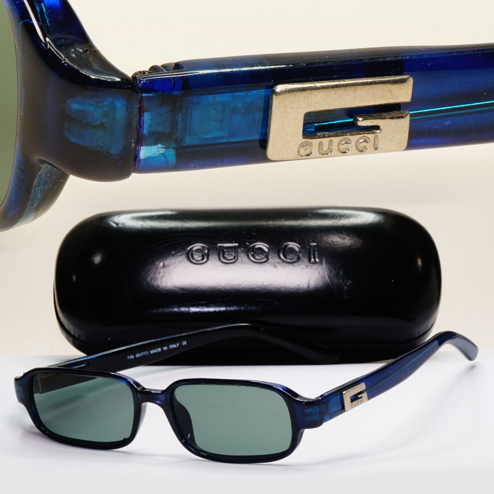 Gucci Sunglasses 1995 Vintage Blue Green Glass Lens Rectangle GG 2440 D8B 250924