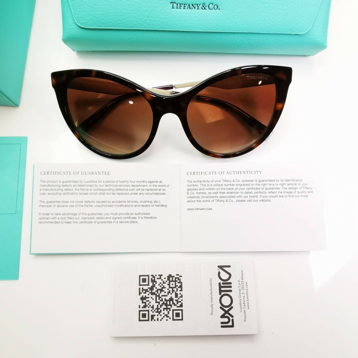 Tiffany & Co Gold Brown Tortoise Havana Sunglasses Diamond Point TF 4159 8275/3B