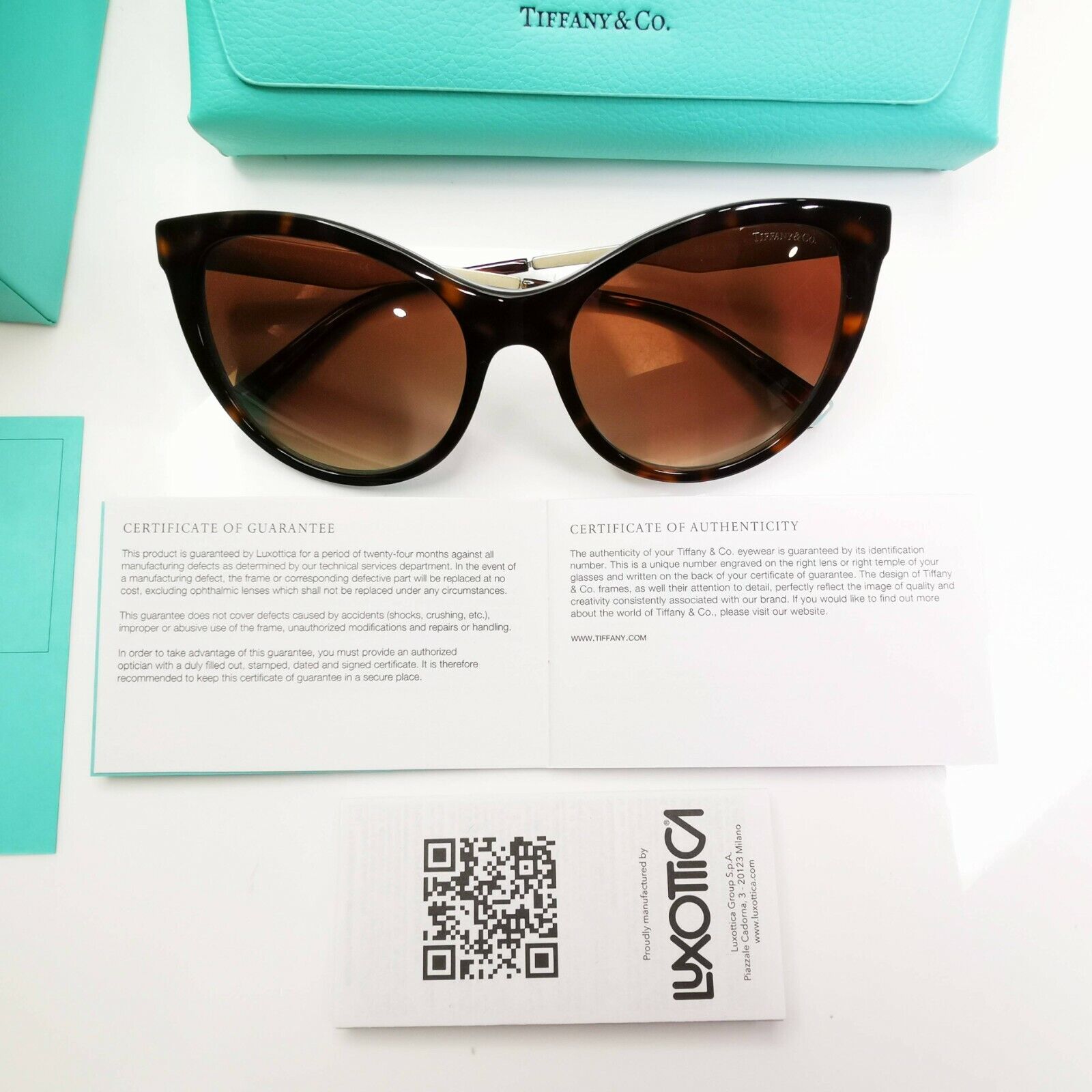 Tiffany & Co Gold Brown Tortoise Havana Sunglasses Diamond Point TF 4159 8275/3B