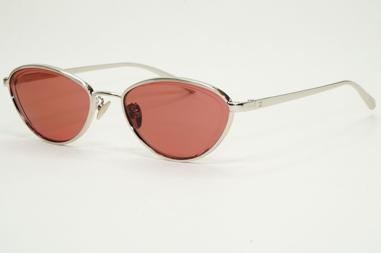 Chanel Sunglasses Silver Red Burgundy Cat Eye Metal 4255 c.124/0H 55mm
