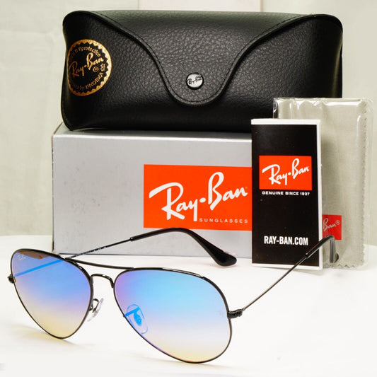 Ray-Ban Sunglasses Aviator Blue Mirror Brown Gradient Black Flash RB 3025  62mm