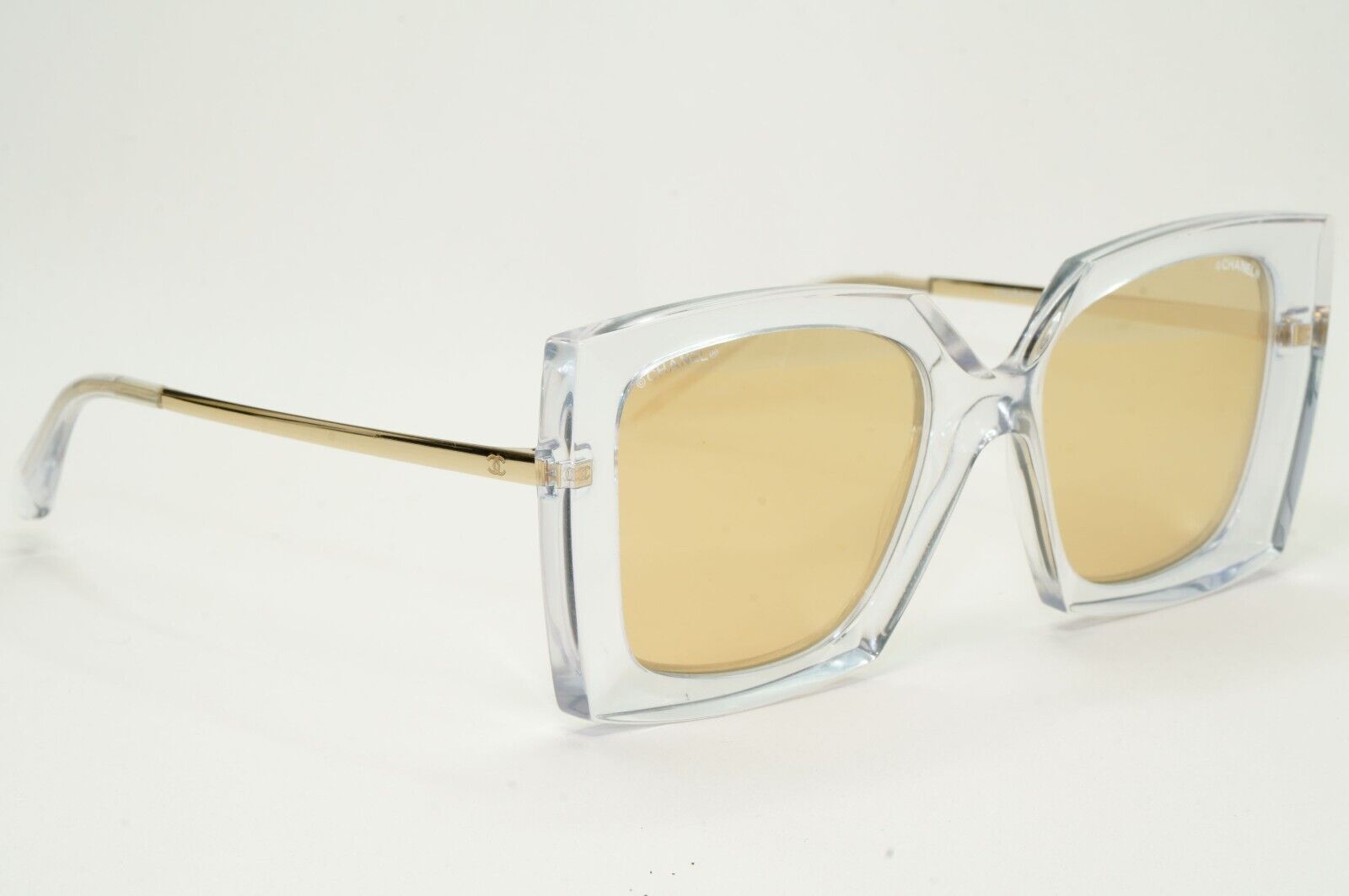Chanel Sunglasses Gold Mirror Transparent Square 6051 c.660/T6 53mm [a]