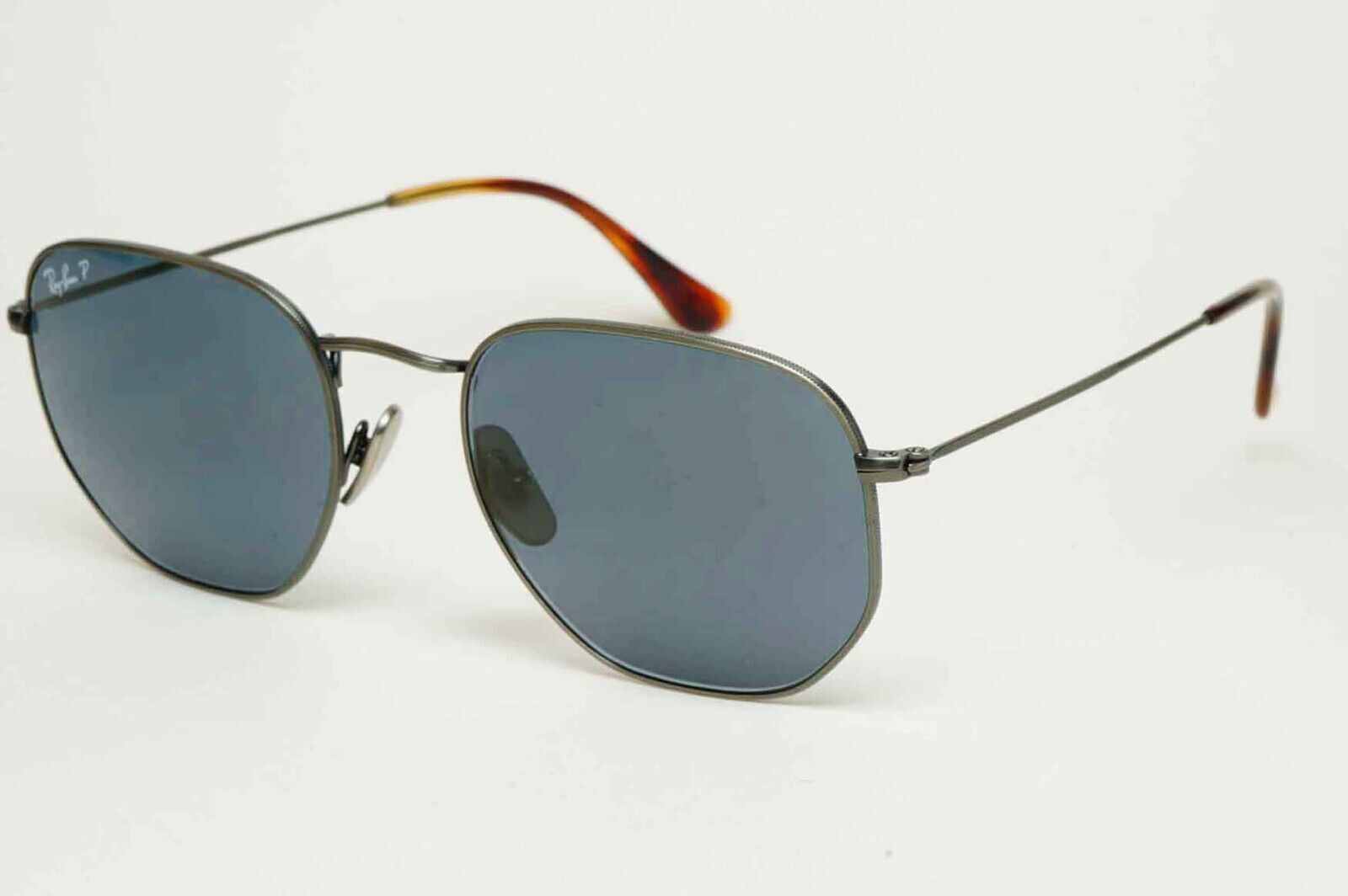 Ray-Ban Sunglasses Hexagonal Titanium Polarised Grey Blue RB 8148 9208/T0 54mm