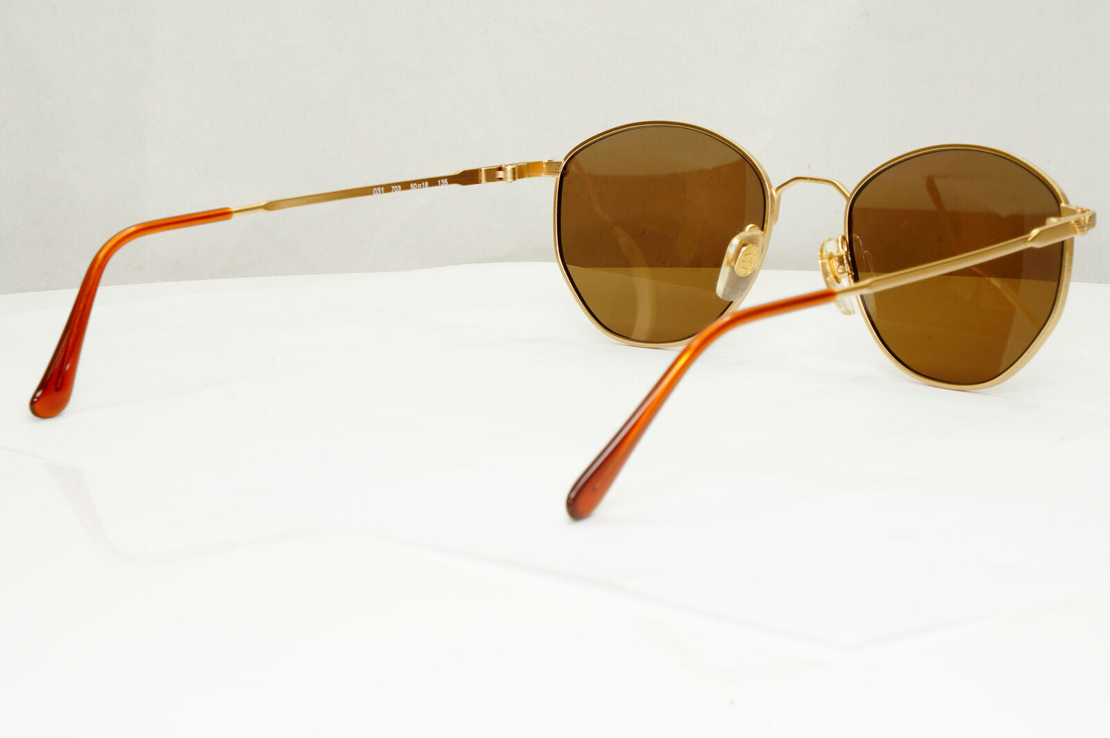 Emporio Armani Sunglasses 1997 Vintage Gold Brown Metal Round 031 703 50mm B
