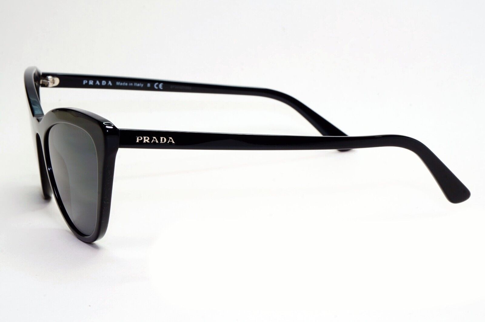 Prada Sunglasses Black Cat Eye Glossy PR01VS SPR 01V 1AB-5S0 56mm 050824