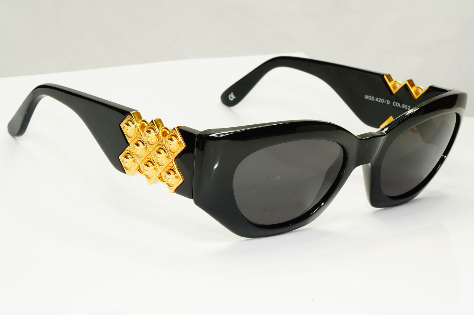 Gianni Versace 1995 Sunglasses Vintage Gold Black Biggie MOD 420/D COL852 190123