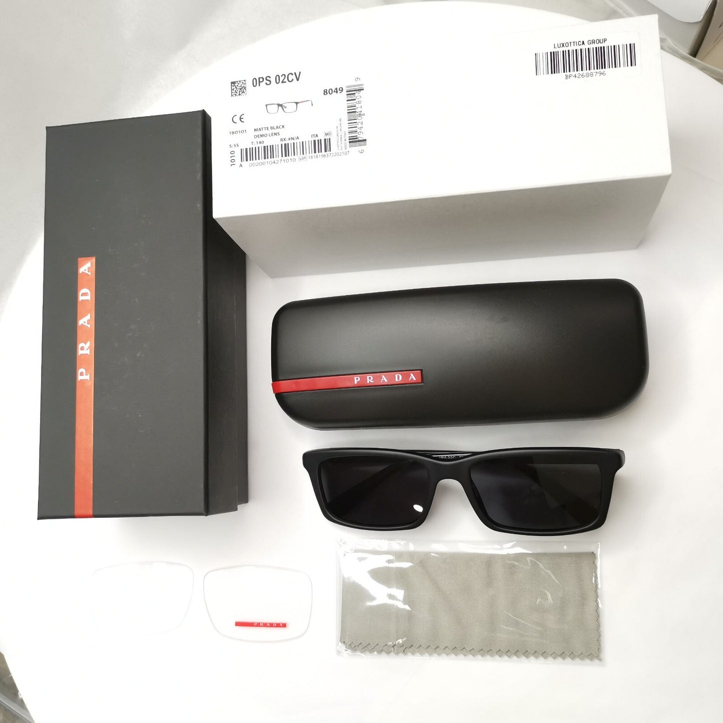 Prada Sunglasses Plack Rectangle Square Slim PS02CV VPS 02C 1BO-1O1 55mm [a]