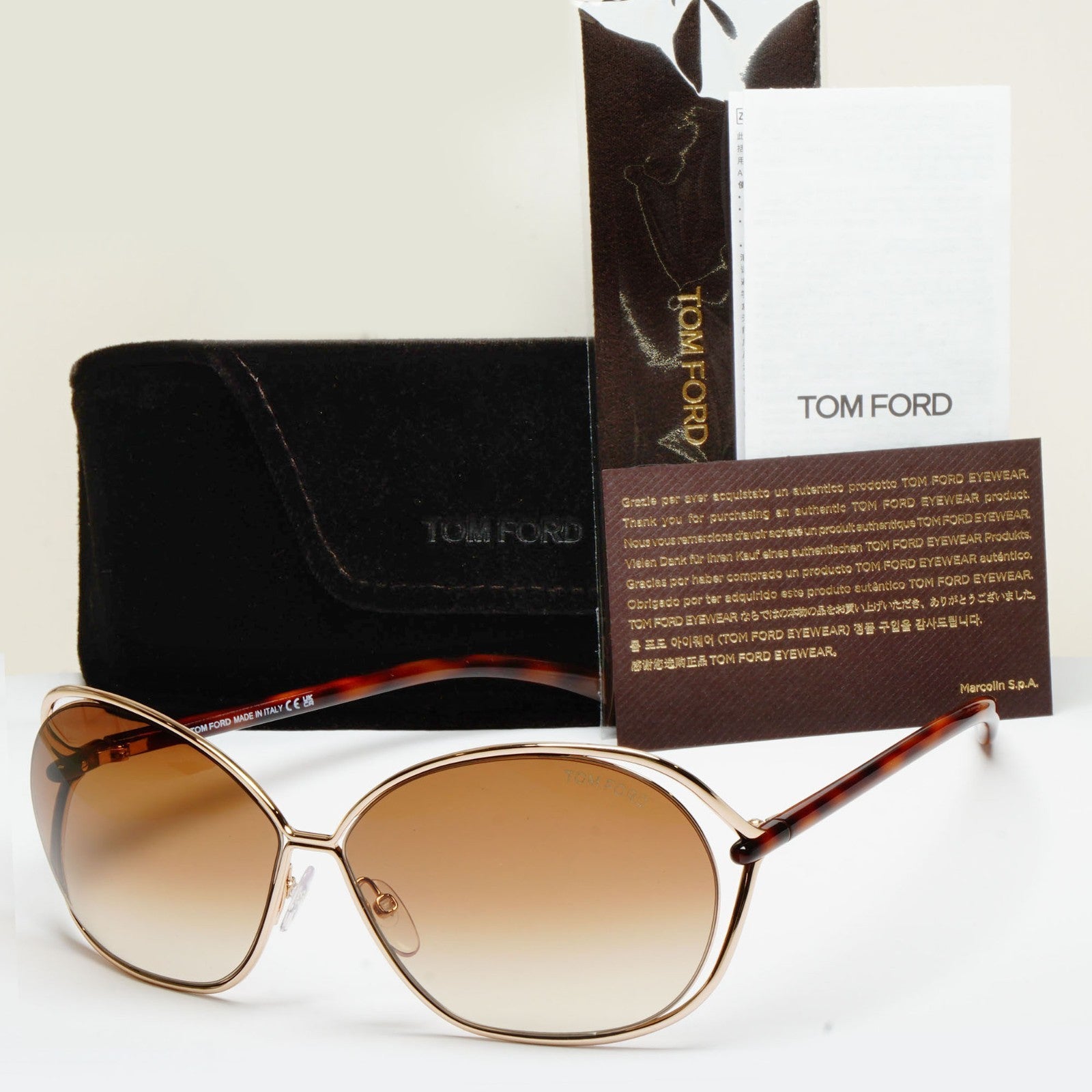 Tom Ford Sunglasses Carla Gold Tortoise Brown Gradient FT0157 TF 157 28F
