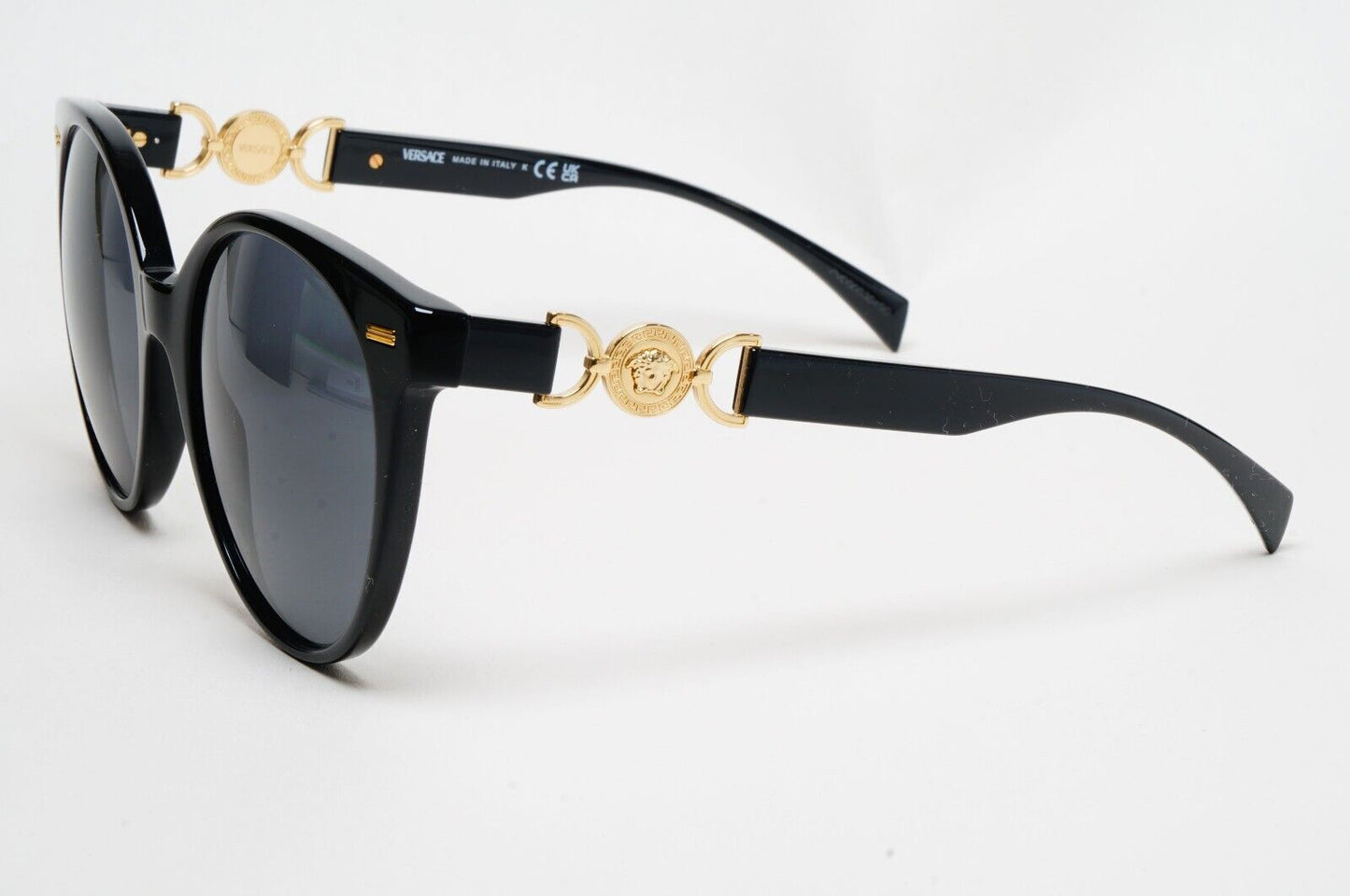 Versace Sunglasses Round Oversized Black Grey Gold Medusa MOD VE 4442 GB1/87