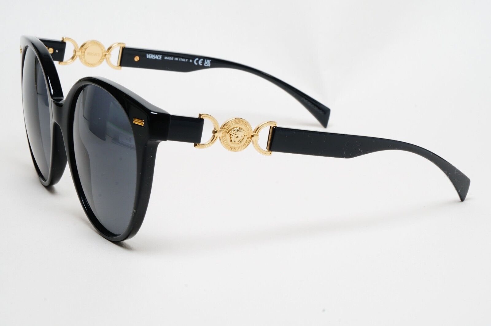 Versace Sunglasses Round Oversized Black Grey Gold Medusa MOD VE 4442 GB1/87