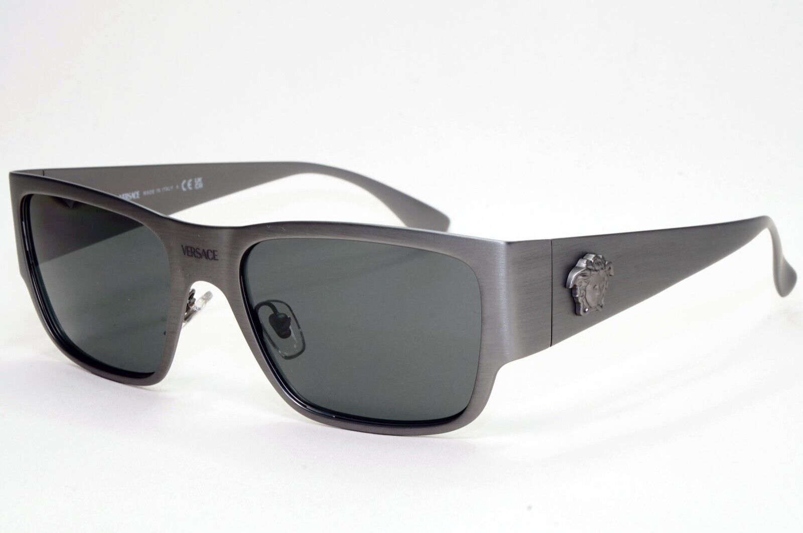 Versace Sunglasses Gunmetal Medusa Dark Silver Brushed Matte MOD VE 2262 1262/87